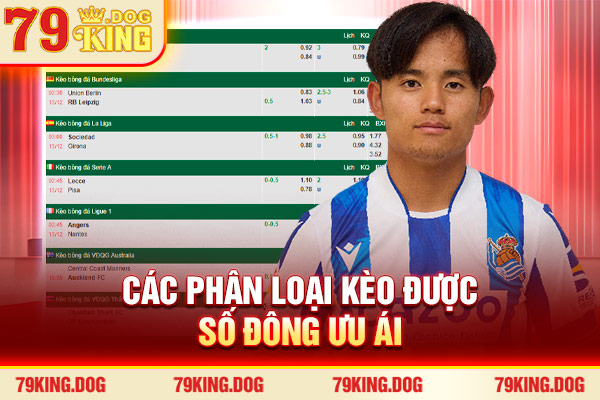 Các phân loại kèo được số đông ưu ái